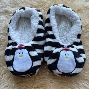Cozy Penguin Slippers - Black and White